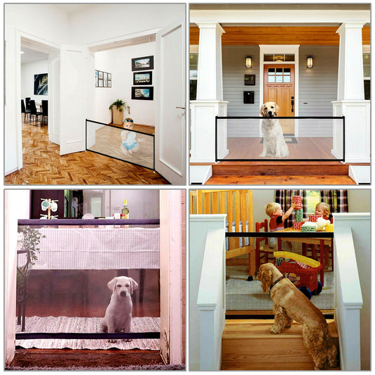 Pets Dog Cat Baby Safety Gate Mesh Fence Magic Portable Guard Net Stairs Doors - NOMAN STORE LLC