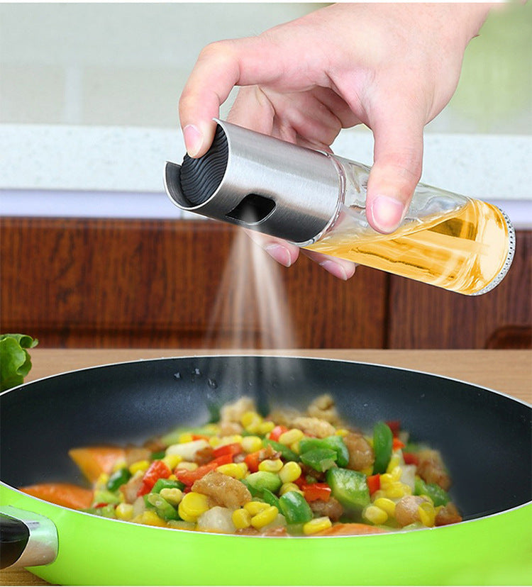 BBQ Healthy Kitchen Cooking Oil Vinegar Spray Bottle Push Type Oil Spray BottlePump Oil Tank Leakproof BBQ Sprayer BBQ Tools Kitchen Gadgets 1736360314153