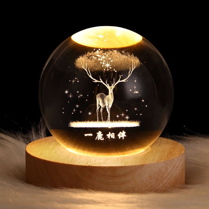 Luminous Starry Sky And Planets Moon Moon Crystal Ball Small Night Lamp Projection Ambience Light Creative Gift New Strange Gift - NOMAN STORE LLC