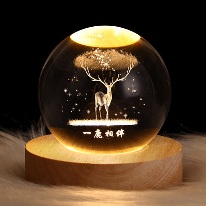 Luminous Starry Sky And Planets Moon Moon Crystal Ball Small Night Lamp Projection Ambience Light Creative Gift New Strange Gift - NOMAN STORE LLC