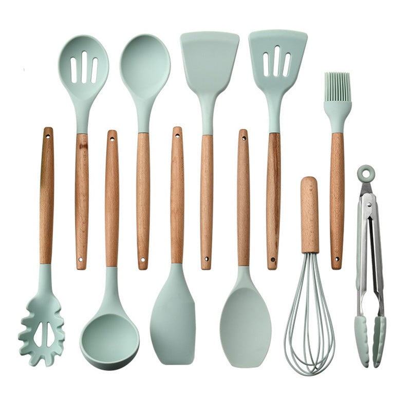 Silicone Kitchenware With Wooden Handle - NOMAN STORE LLC