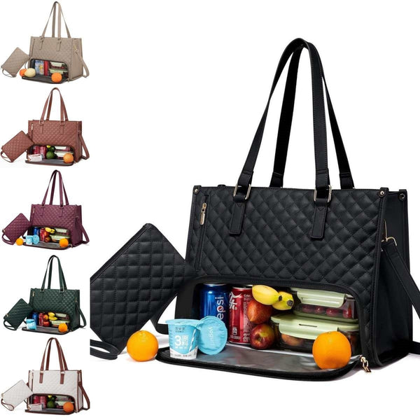Fashionable Lunch Tote Bag Women's Thermal Insulation Lunch Box Leak-proof Crossbody Computer Storage Bag Quilted Large Capacity Handbag With Purse 183dc0a4-8e4c-47ad-b952-344d4f5ed9bd