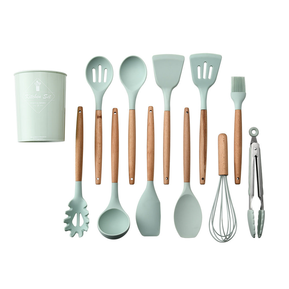 Silicone Kitchenware With Wooden Handle - NOMAN STORE LLC