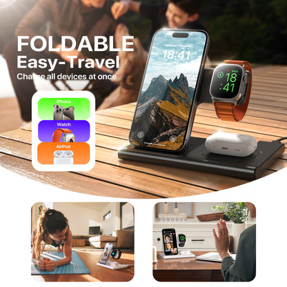 3 In 1 Wireless Charging Sation For Multiple Devices 15W Fast Charging Stand - NOMAN STORE LLC