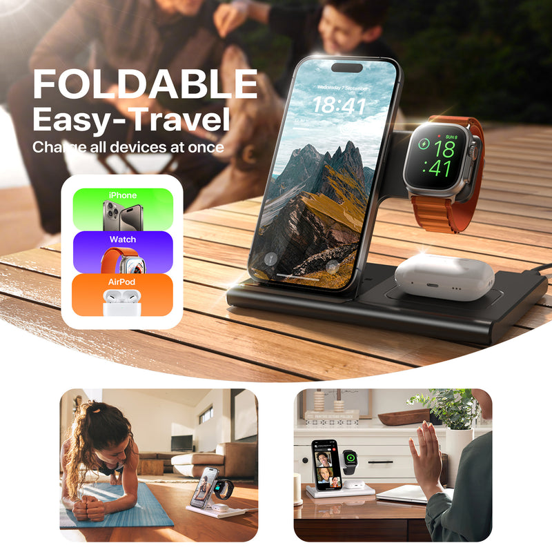 3 In 1 Wireless Charging Sation For Multiple Devices 15W Fast Charging Stand 1892520706105937920