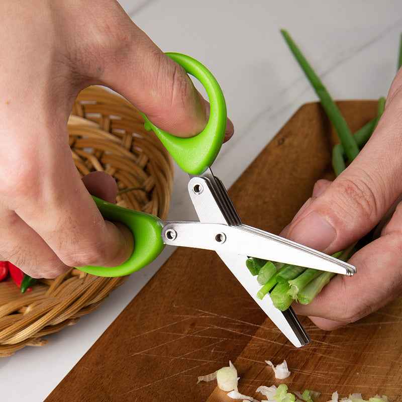 Multifunctional Multi-layer Green Onion Scissors Stainless Steel Onion Cutting Knife Herb Seaweed Spice Scissors Kitchen Scissor Kitchen Gadgets 18a35a28-a855-42b6-80ba-a3383db4aad8