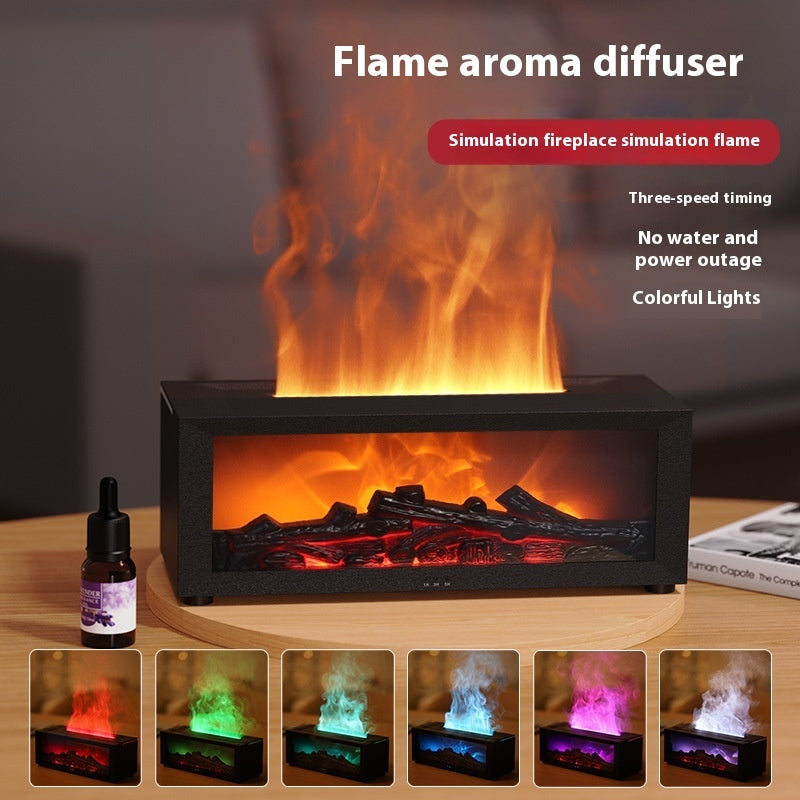 New Flame Aromatherapy Machine Colorful Essential Oil Diffuser Home Large Fog Volume Flame Humidifier 3D Flame Fireplace Machine - NOMAN STORE LLC