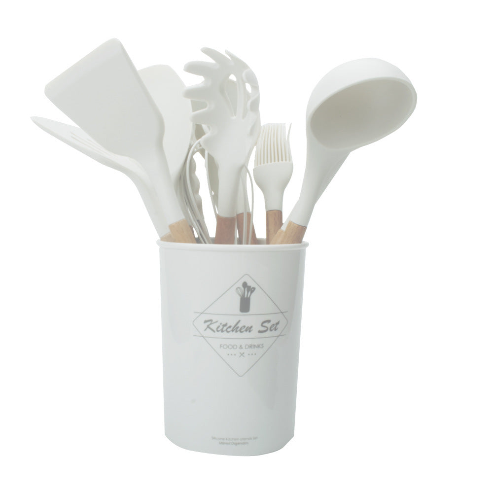 Silicone Kitchenware With Wooden Handle - NOMAN STORE LLC