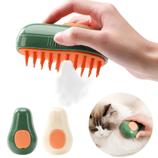 Steamy Cat Brush Cat Dog Grooming Comb Electric Self Cleaning Steam Cat Brush For Massage Avocado Shape Pet Spray Cat Grooming - NOMAN STORE LLC