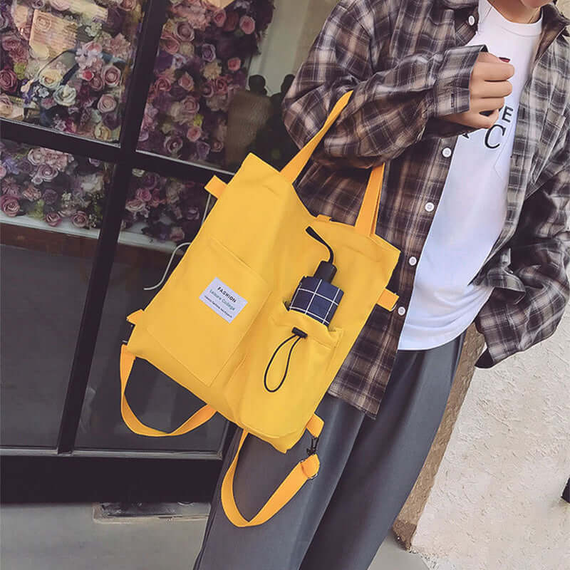 Harajuku Canvas Bags Students Handbag With Pockets Preppy Buckpack Shoulder Bag For Women Shoolbags 19a1b203-0149-4a8f-bd91-cfbc979ec317