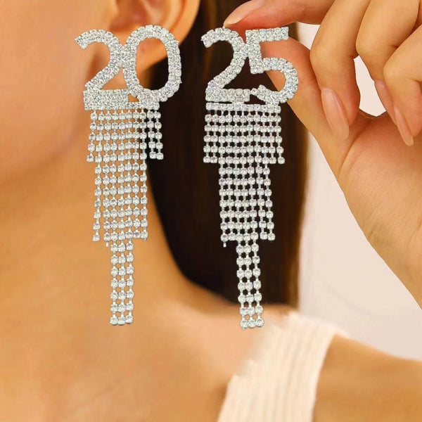 2025 Digital Rhinestone Letter Earrings For New Year Pendant Earrings Women's Festival Copper Inlaid Rhinestone Fashion Earrings Party Gift 1d1a46f5-6a1c-4d74-a0d2-ae55209194b8