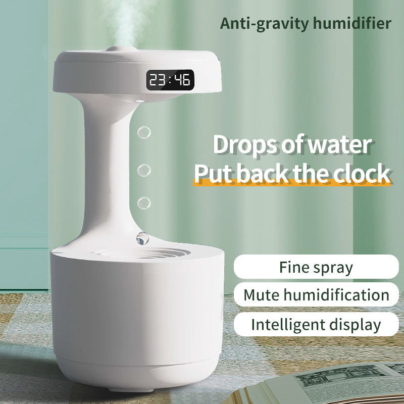 Bedroom Anti-Gravity Humidifier With Clock Water Drop Backflow Aroma Diffuser Large Capacity Office Bedroom Mute Heavy Fog Household Sprayer - NOMAN STORE LLC