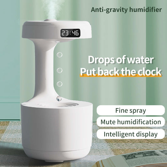 Bedroom Anti-Gravity Humidifier With Clock Water Drop Backflow Aroma Diffuser Large Capacity Office Bedroom Mute Heavy Fog Household Sprayer - NOMAN STORE LLC