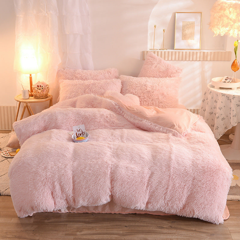 Luxury Thick Fleece Duvet Cover Queen King Winter Warm Bed Quilt Cover Pillowcase Fluffy Plush Shaggy Bedclothes Bedding Set Winter Body Keep Warm - NOMAN STORE LLC
