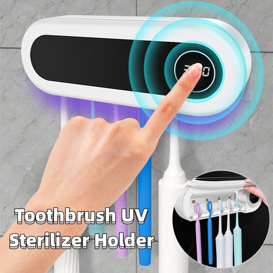 Wall Mounted Toothbrush Holder Smart Toothbrush UV Sterilizer Holder Toothpaste Dispenser Squeezer For Bathroom Accessories - NOMAN STORE LLC