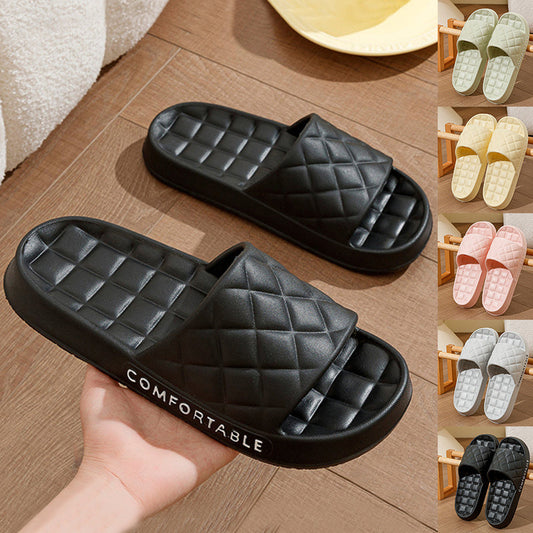 Men's Home Slippers With Plaid Design Soft-soled Silent Indoor Floor Bathing Slippers Women House Shoes Summer - NOMAN STORE LLC