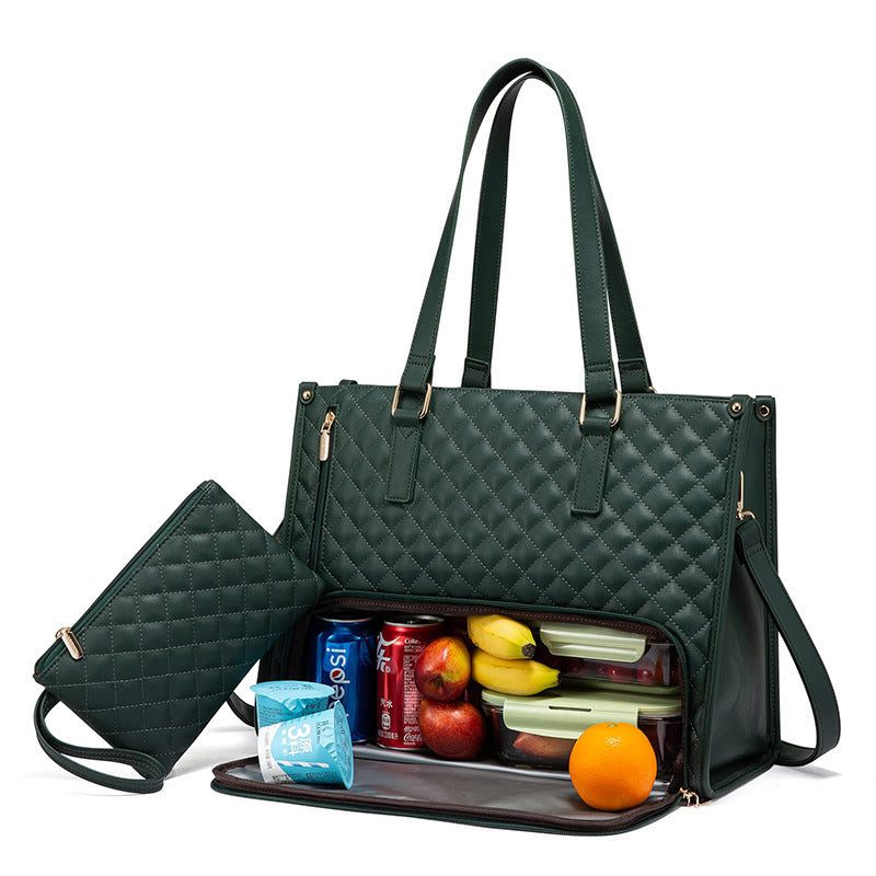 Fashionable Lunch Tote Bag Women's Thermal Insulation Lunch Box Leak-proof Crossbody Computer Storage Bag Quilted Large Capacity Handbag With Purse 2656e457-6a17-4a73-9b2f-d51a71c1e756