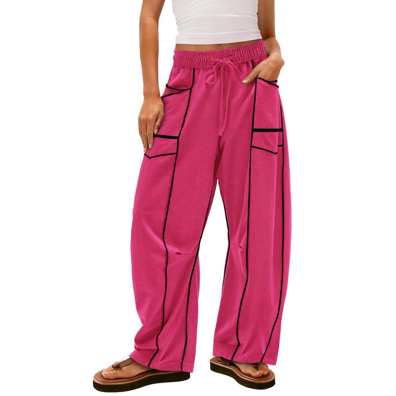 Y2K Black Striped Wide-leg Pants With Pockets Fashion Loose Drawstring Trousers Sports Sweatpants Women's Clothing 26d92d13-3206-4a0d-b737-bc1c7a1f2858