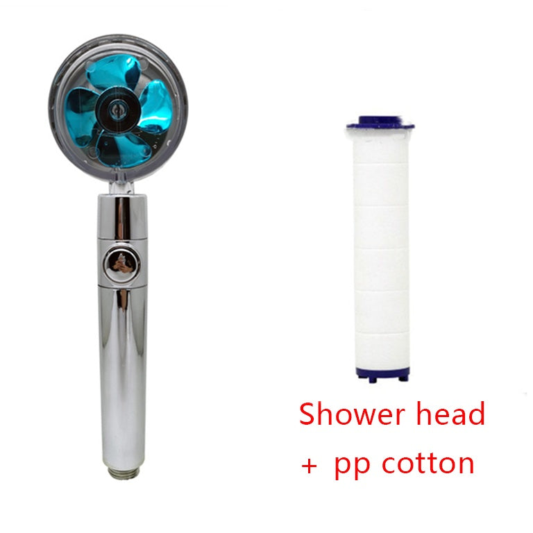 Shower Head Water Saving Flow 360 Degrees Rotating With Small Fan ABS Rain High Pressure Spray Nozzle Bathroom Accessories 280f9710-6200-4d9d-9727-edcb5bb8b343
