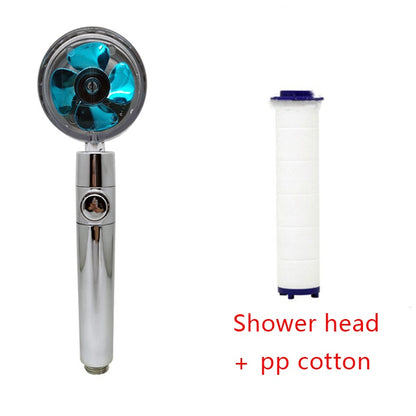 Shower Head Water Saving Flow 360 Degrees Rotating With Small Fan ABS Rain High Pressure Spray Nozzle Bathroom Accessories 280f9710-6200-4d9d-9727-edcb5bb8b343