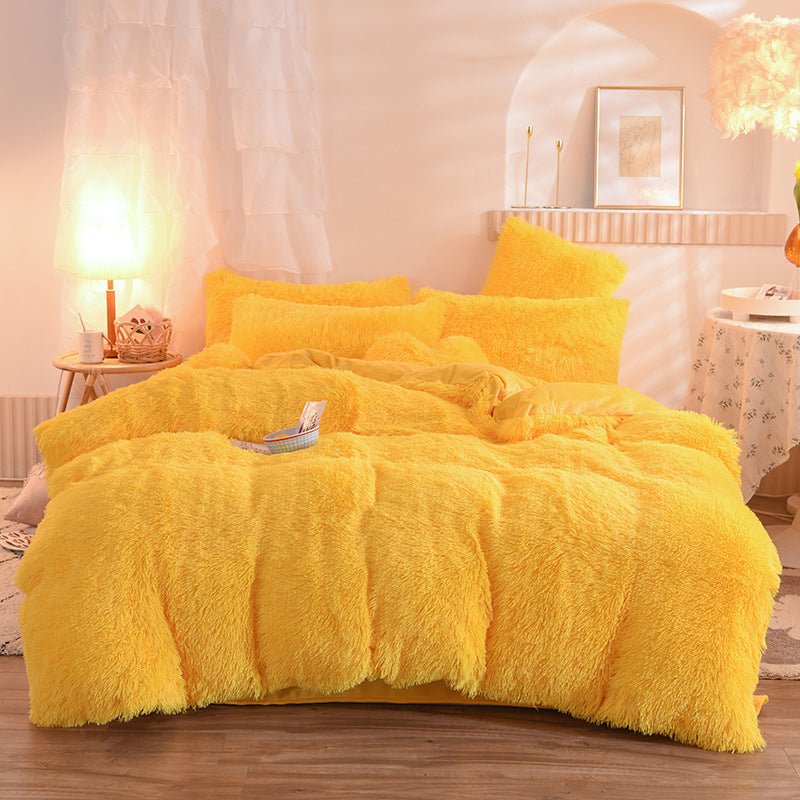 Luxury Thick Fleece Duvet Cover Queen King Winter Warm Bed Quilt Cover Pillowcase Fluffy Plush Shaggy Bedclothes Bedding Set Winter Body Keep Warm - NOMAN STORE LLC