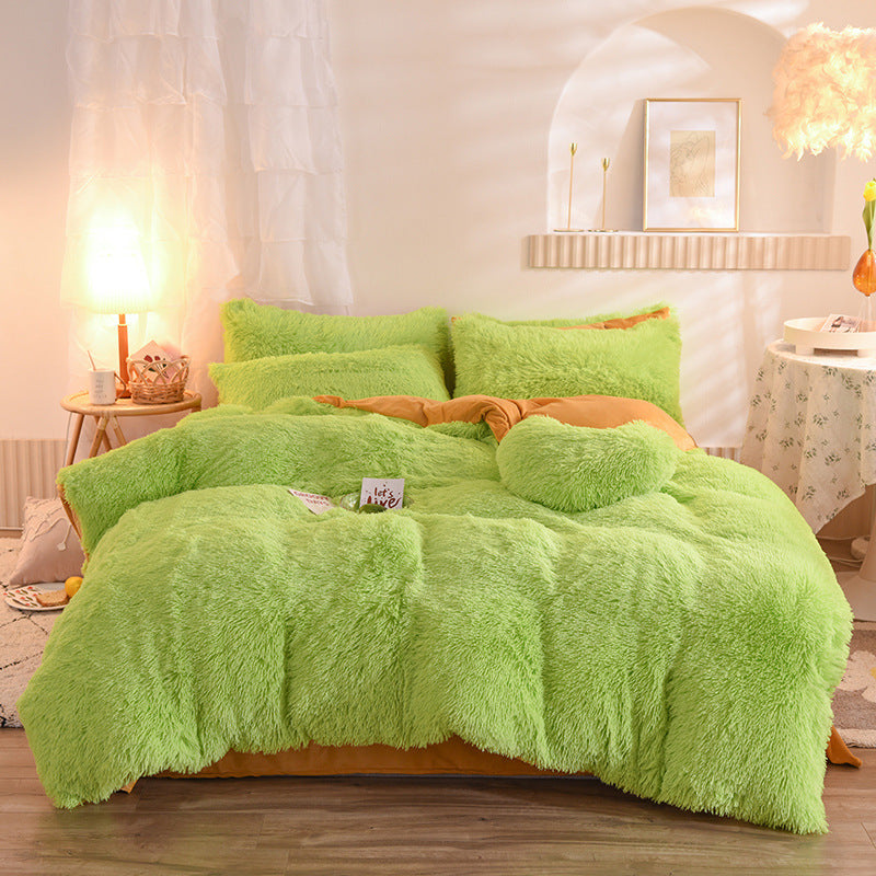 Luxury Thick Fleece Duvet Cover Queen King Winter Warm Bed Quilt Cover Pillowcase Fluffy Plush Shaggy Bedclothes Bedding Set Winter Body Keep Warm - NOMAN STORE LLC