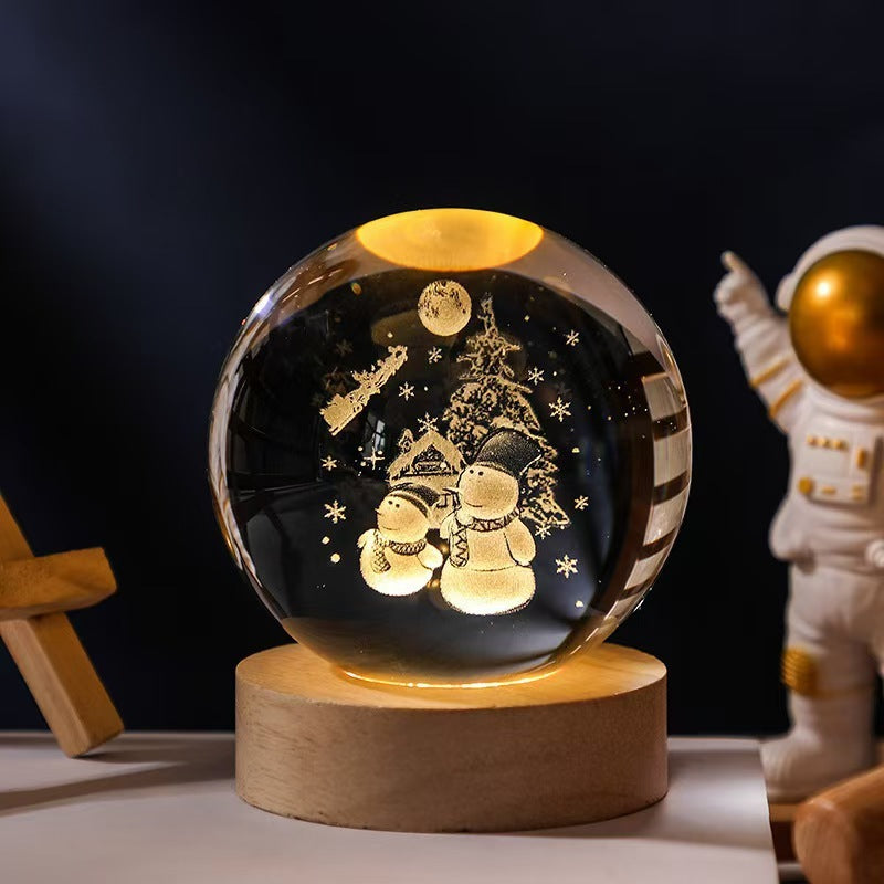 Luminous Starry Sky And Planets Moon Moon Crystal Ball Small Night Lamp Projection Ambience Light Creative Gift New Strange Gift - NOMAN STORE LLC