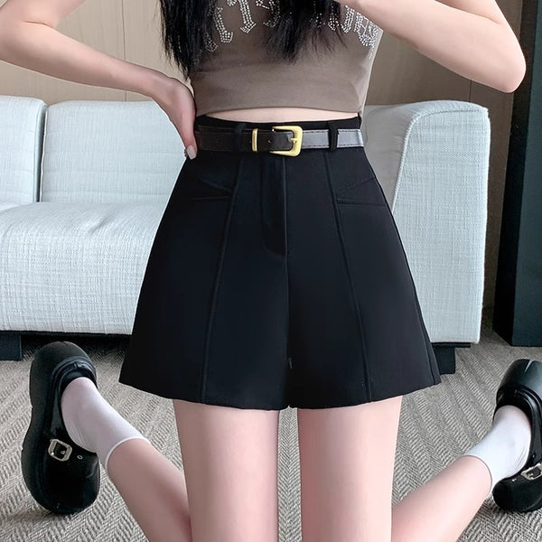 Fashionable Elegant Slimming High Waist Black Casual Shorts 2b9c4c9c-80f7-489c-9cc9-bb67e9ce6d1c