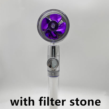 Shower Head Water Saving Flow 360 Degrees Rotating With Small Fan ABS Rain High Pressure Spray Nozzle Bathroom Accessories - NOMAN STORE LLC