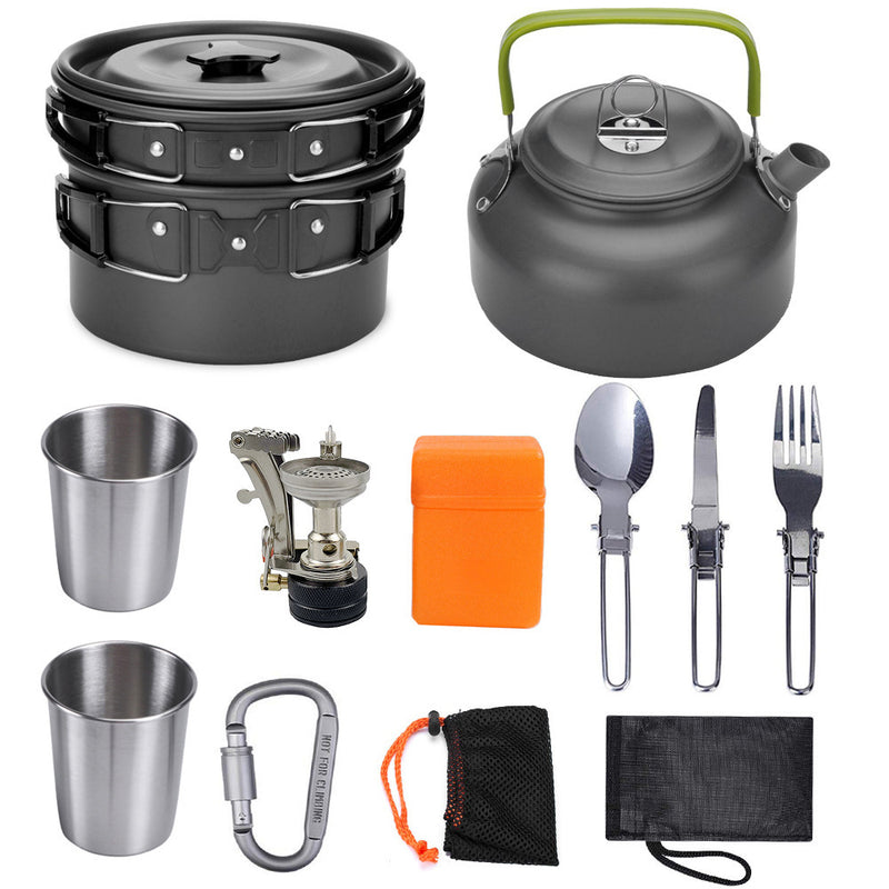 Camping Cookware Kit Outdoor Cooking Set Aluminum Equipment Outdoor Pot Travel Tableware Kitchen Hiking Picnic BBQ 32485056310903