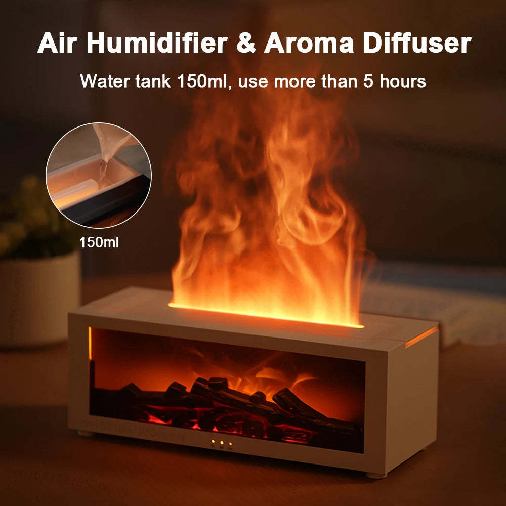 New Flame Aromatherapy Machine Colorful Essential Oil Diffuser Home Large Fog Volume Flame Humidifier 3D Flame Fireplace Machine - NOMAN STORE LLC