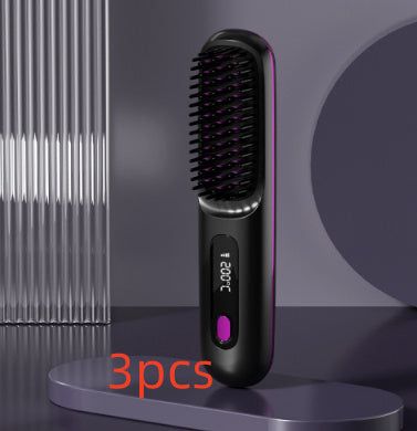 2 In 1 Straight Hair Comb Wireless Hair Straightener Brush Hair Fast Heating Portable Hot Curler USB Charging 3dedd88b-c751-4950-bfbb-8970920a33bf