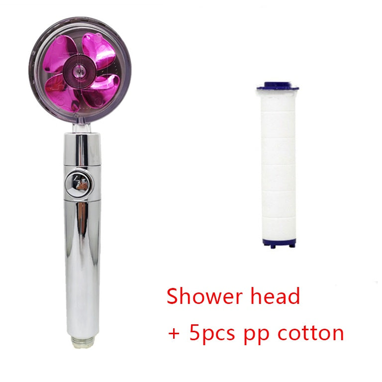 Shower Head Water Saving Flow 360 Degrees Rotating With Small Fan ABS Rain High Pressure Spray Nozzle Bathroom Accessories - NOMAN STORE LLC