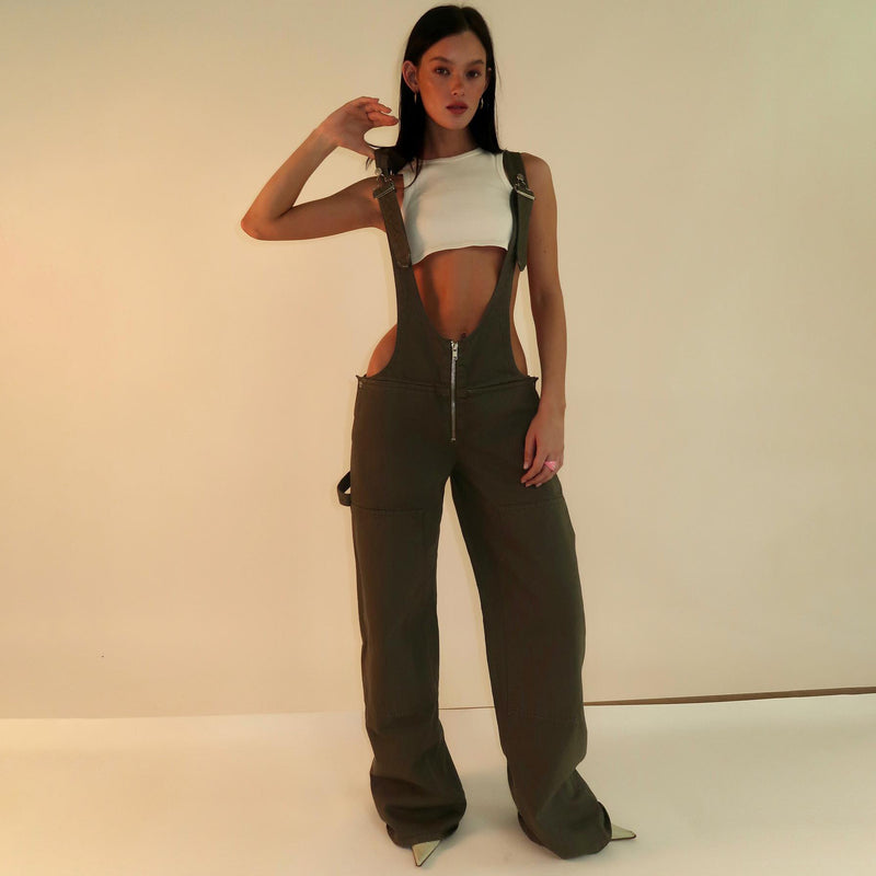 Y2K Zipper Denim Overalls With Pockets Fashion Loose Suspender Jumpsuit Streetwear Jeans Pants Womens Clothing 3e522d9c-745a-45fd-8cbc-67f8a65f8fe2