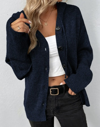Ins Single-breasted Hooded Sweater Women's Solid Color Cardigan Coat Clothing 3e7ef12e-4bab-4229-81da-f35ce71c8902