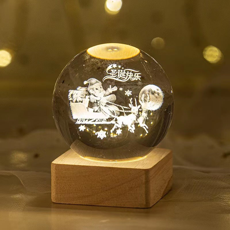 Luminous Starry Sky And Planets Moon Moon Crystal Ball Small Night Lamp Projection Ambience Light Creative Gift New Strange Gift - NOMAN STORE LLC