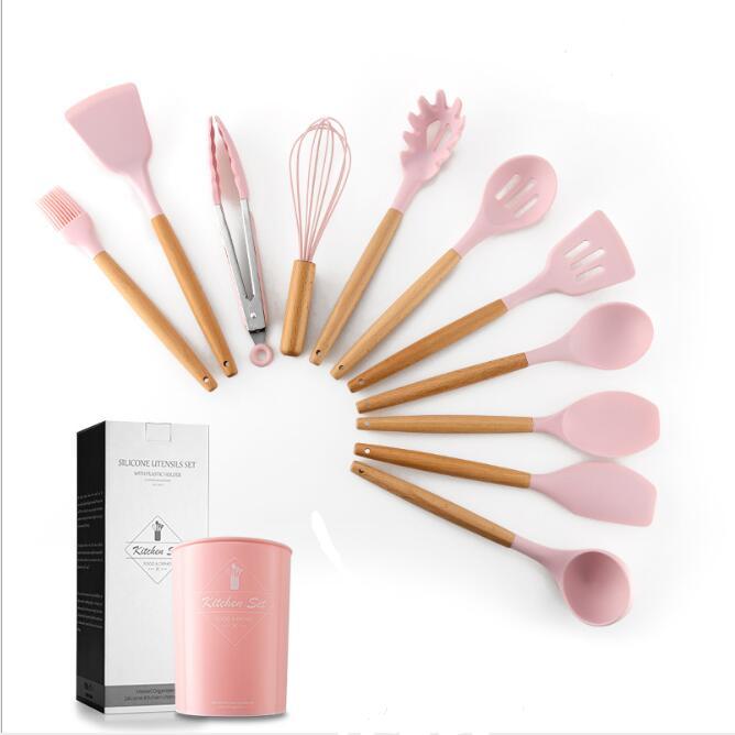 Silicone Kitchenware With Wooden Handle - NOMAN STORE LLC