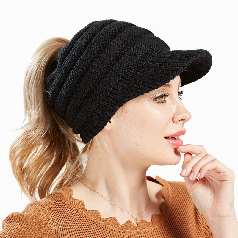 Women Ponytail Beanies Autumn Winter Hats Female Soft Knitting Caps Warm Ladies Skullies 4640218731146