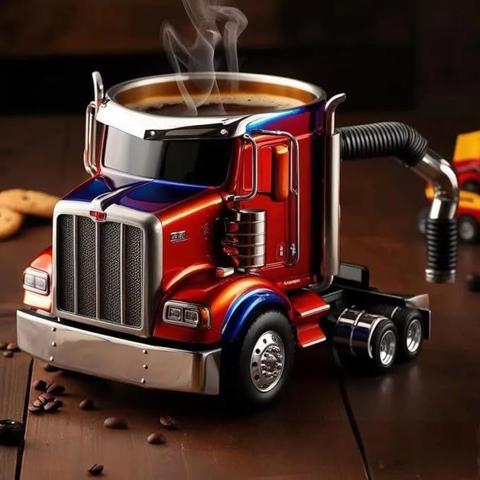 Durable Truck Coffee Mug Semi Truck Handcrafted Coffee Cup Semi-trailer Shaped Semi-Truck Coffee Mugs For Family 472de3b0-0a8c-46e6-bbbe-c64c5e65639c