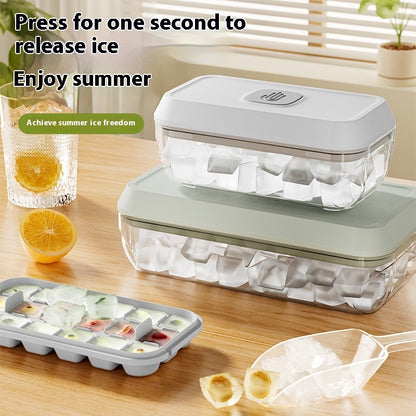 32 Grid Silicone Ice Cube Tray Mould With Lid Shovel Storage Box Remove With One Click Ice Maker DIY Whiskey Cocktail Tools Summer Kitchen Gadgets - NOMAN STORE LLC