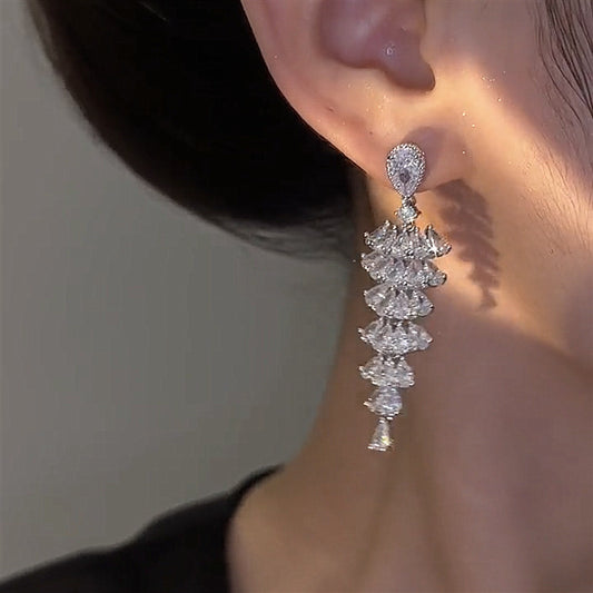 Sparkling Zircon Christmas Tree Drop Earrings For Women Trendy Xmas Tree Plant Dangle Earrings New Year Festival Party Jewelry - NOMAN STORE LLC