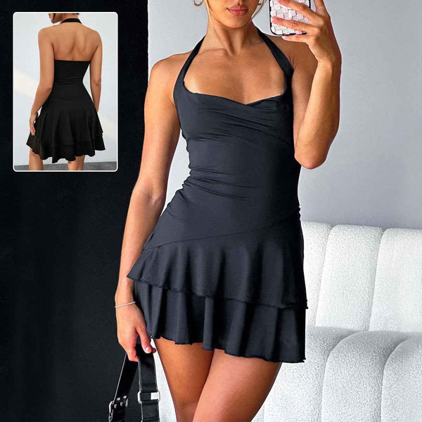 Slim Halter-neck Dress Ins Fashion Sleeveless Backless Ruffled Short Dresses Summer Clothing For Women 4a7e21a4-147a-41b0-b861-c29690c069af