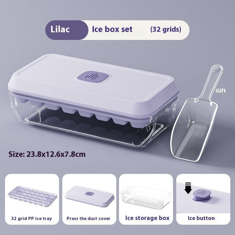 32 Grid Silicone Ice Cube Tray Mould With Lid Shovel Storage Box Remove With One Click Ice Maker DIY Whiskey Cocktail Tools Summer Kitchen Gadgets - NOMAN STORE LLC