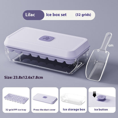 32 Grid Silicone Ice Cube Tray Mould With Lid Shovel Storage Box Remove With One Click Ice Maker DIY Whiskey Cocktail Tools Summer Kitchen Gadgets - NOMAN STORE LLC