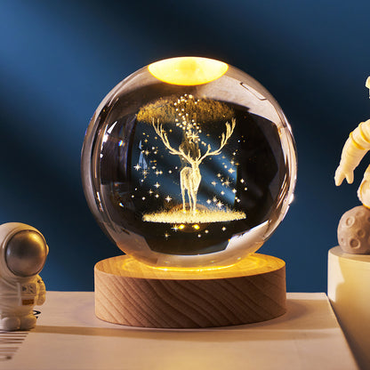 Luminous Starry Sky And Planets Moon Moon Crystal Ball Small Night Lamp Projection Ambience Light Creative Gift New Strange Gift - NOMAN STORE LLC