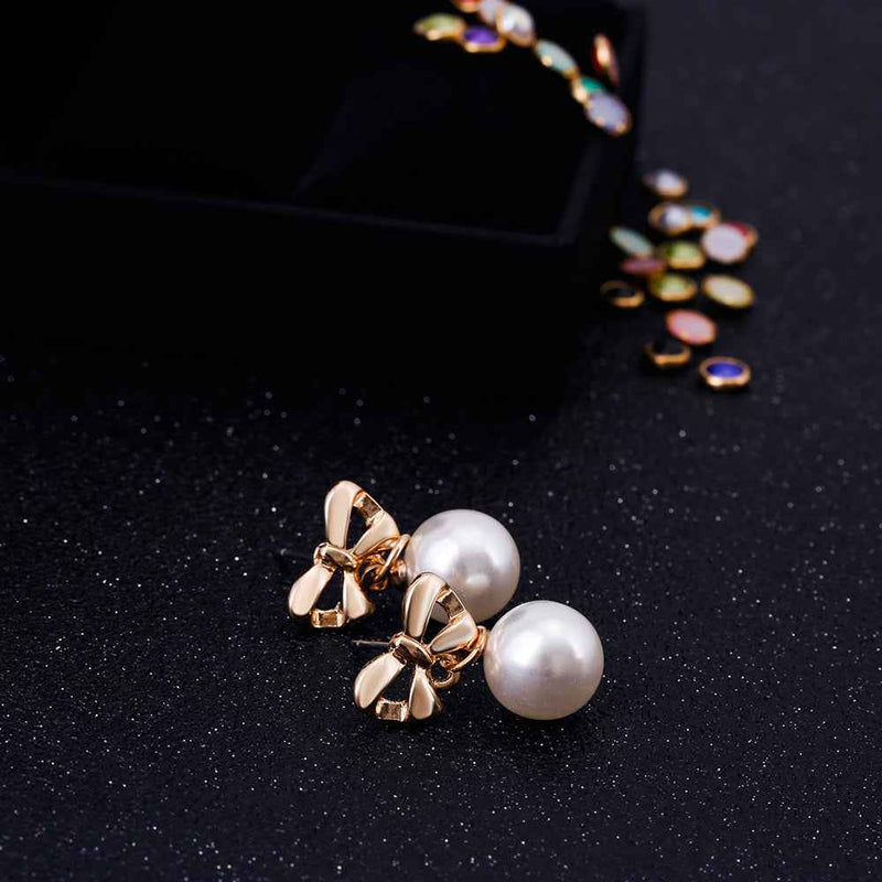 Hypoallergenic Heart-shaped Zircon Earrings Women's Bow Pearl Earrings 51e15d3b-07b3-4fdc-84a8-a16d86da7284
