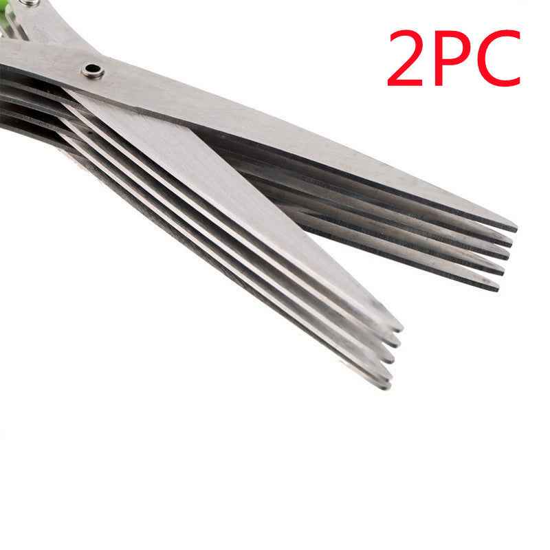 Multifunctional Multi-layer Green Onion Scissors Stainless Steel Onion Cutting Knife Herb Seaweed Spice Scissors Kitchen Scissor Kitchen Gadgets 528133b5-563d-4ee0-920f-4a4ea534aa76