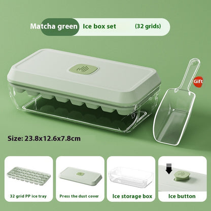 32 Grid Silicone Ice Cube Tray Mould With Lid Shovel Storage Box Remove With One Click Ice Maker DIY Whiskey Cocktail Tools Summer Kitchen Gadgets - NOMAN STORE LLC