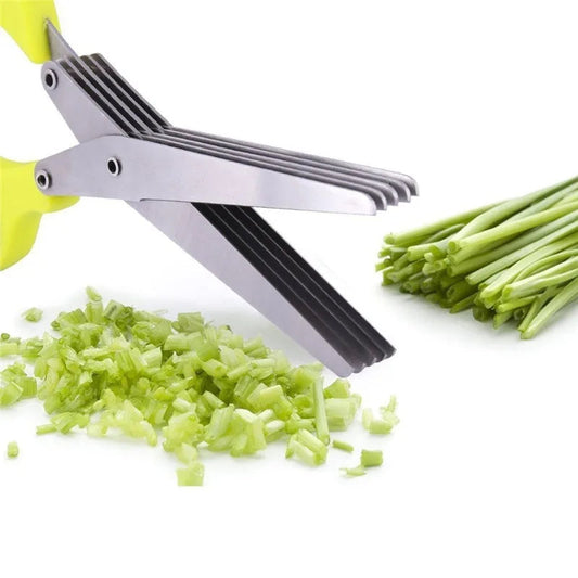Multifunctional Multi-layer Green Onion Scissors Stainless Steel Onion Cutting Knife Herb Seaweed Spice Scissors Kitchen Scissor Kitchen Gadgets - NOMAN STORE LLC