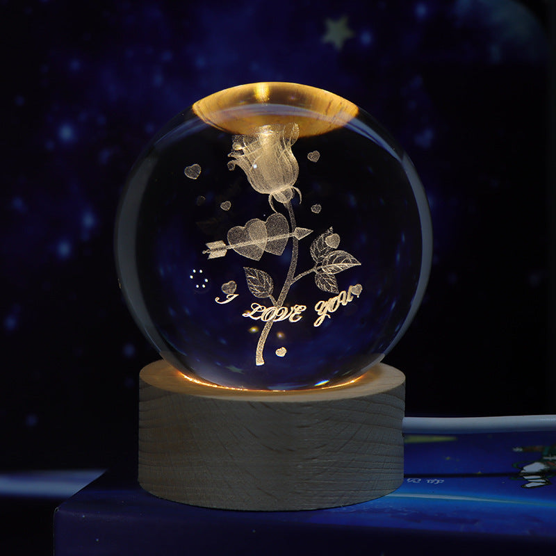 Luminous Starry Sky And Planets Moon Moon Crystal Ball Small Night Lamp Projection Ambience Light Creative Gift New Strange Gift - NOMAN STORE LLC